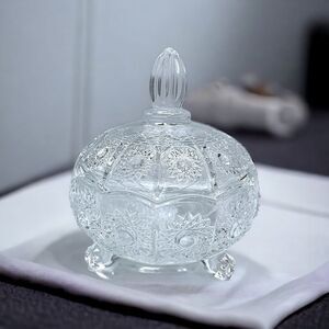 NIB l Candy Dish, Stand l Lid l Glass l Home Bathroom Kitchen  l New